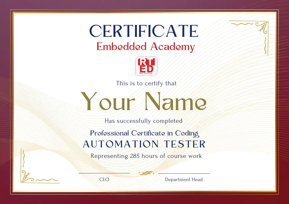 Automation Tester Certification